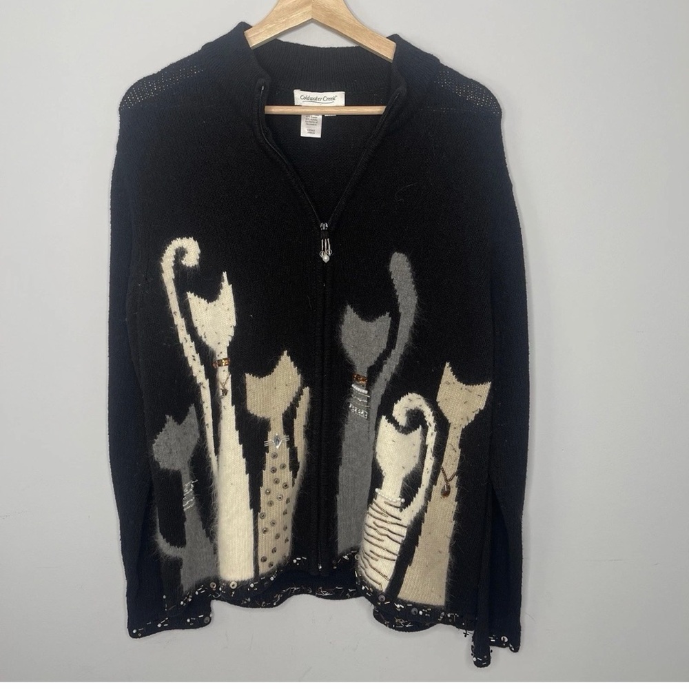 Ladies‎ cold water Creek cat Siamese kitten cardigan sweater size 1X